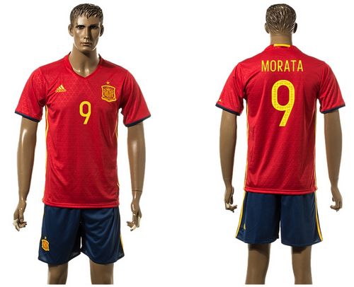 Spain #9 Morata Red Home Soccer Country Jersey