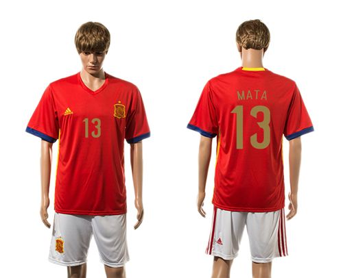 Spain #13 Mata Home Soccer Country Jersey