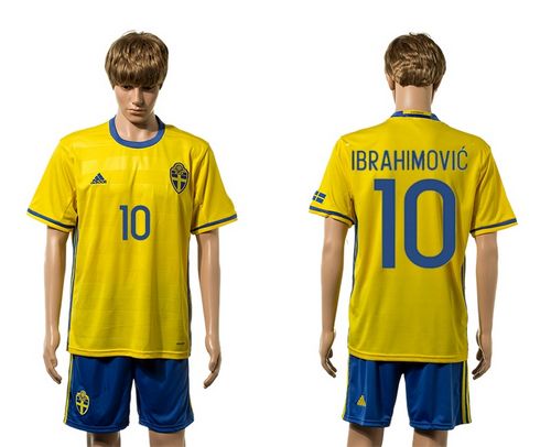 Sweden #10 Ibrahimovic Home Soccer Country Jersey