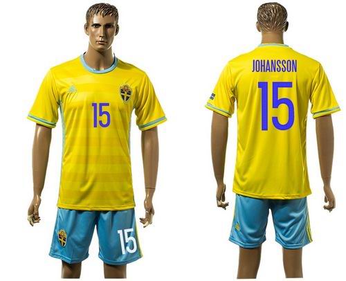 Sweden #15 Johansson Home Soccer Country Jersey