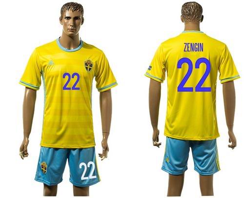 Sweden #22 Zengin Home Soccer Country Jersey