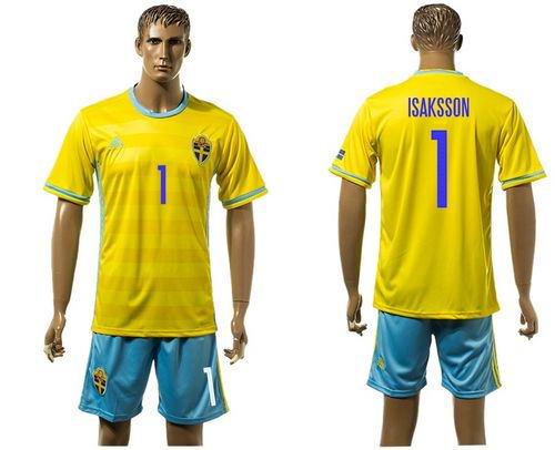 Sweden #1 Isaksson Home Soccer Country Jersey