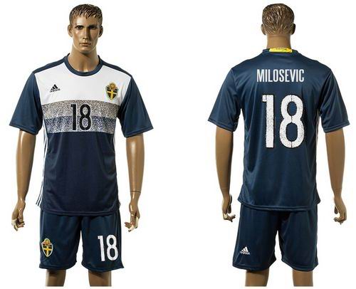 Sweden #18 Milosevic Away Soccer Country Jersey