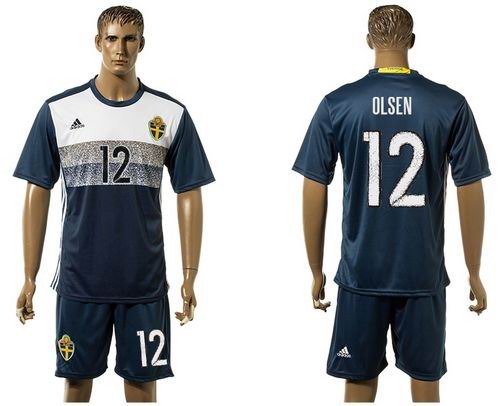 Sweden #12 Olsen Away Soccer Country Jersey