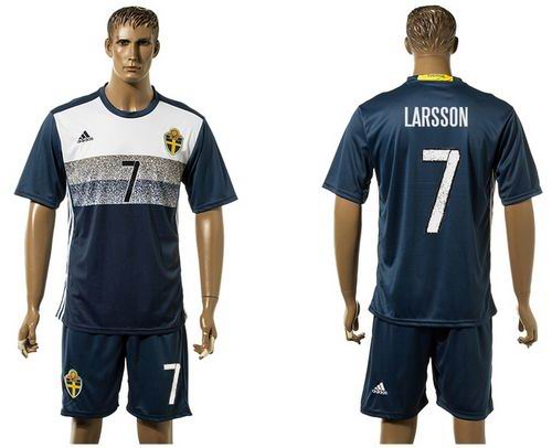 Sweden #7 Larsson Away Soccer Country Jersey