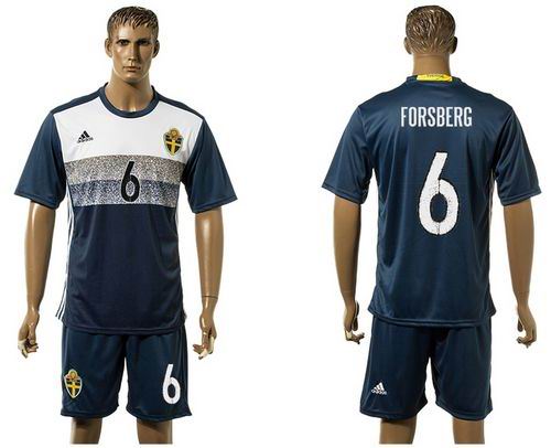 Sweden #6 Forsberg Away Soccer Country Jersey