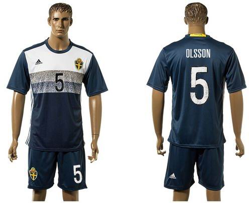 Sweden #5 Olsson Away Soccer Country Jersey