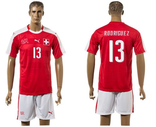 Switzerland #13 Rodiguez Red Home Soccer Country Jersey