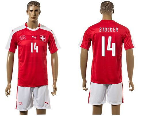 Switzerland #14 Stocker Red Home Soccer Country Jersey