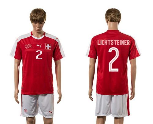Switzerland #2 Lichtsteiner Red Home Soccer Country Jersey
