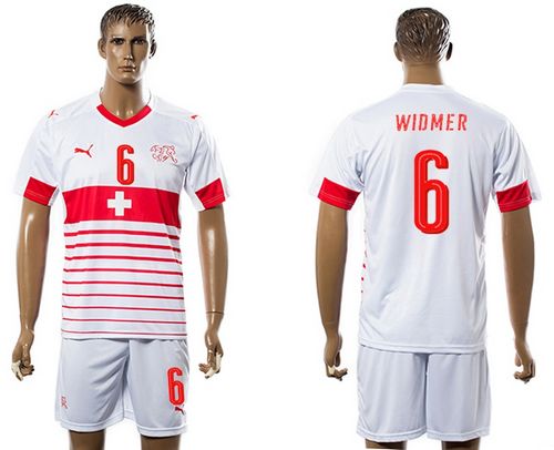 Switzerland #6 Widmer Away Soccer Country Jersey