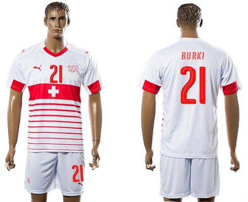 Switzerland #21 Burki Away Soccer Country Jersey