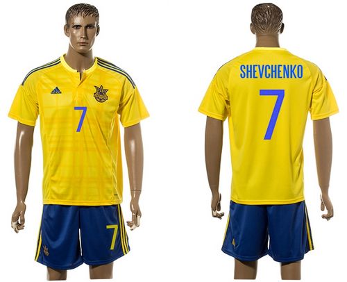 Ukraine #7 Shevchenko Home Soccer Country Jersey