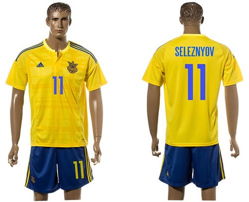 Ukraine #11 Seleznyov Home Soccer Country Jersey