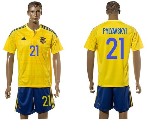 Ukraine #21 Pylyavskyi Home Soccer Country Jersey