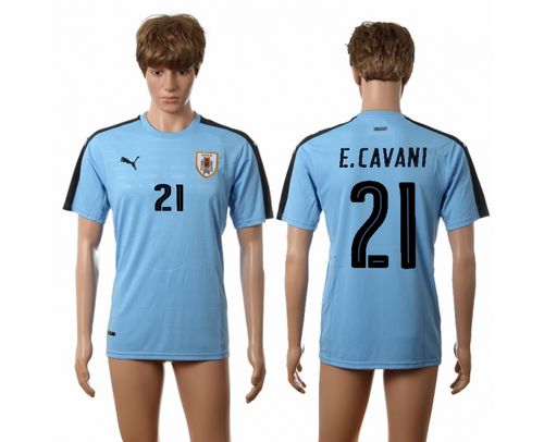 Uruguay #21 E.Cavani Home Soccer Country Jersey
