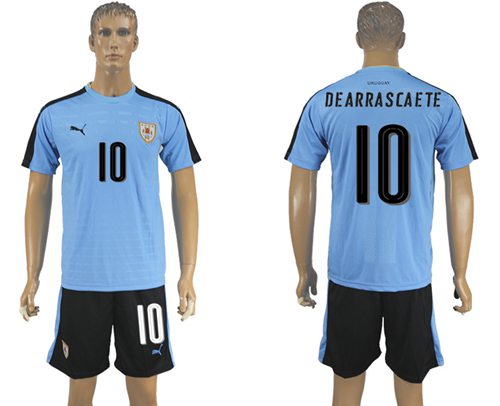 Uruguay #10 Dearrascaete Home Soccer Country Jersey