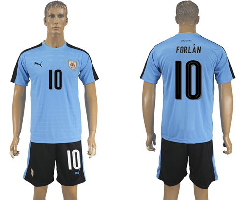 Uruguay #10 Forlan Home Soccer Country Jersey