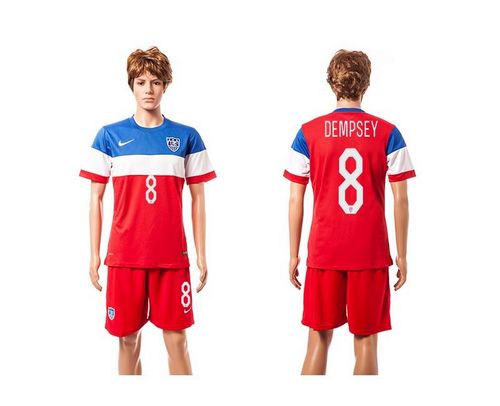 USA #8 Dempsey Red Away Soccer Country Jersey