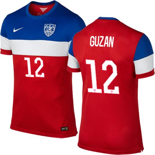 USA #12 Brad Guzan Red Away Soccer Country Jersey