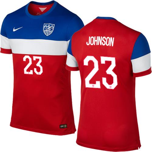 USA #23 Fabian Johnson Red Away Soccer Country Jersey