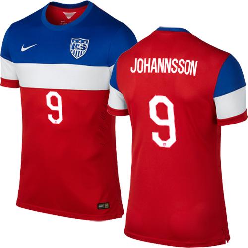 USA #9 Aron Johannsson Red Away Soccer Country Jersey