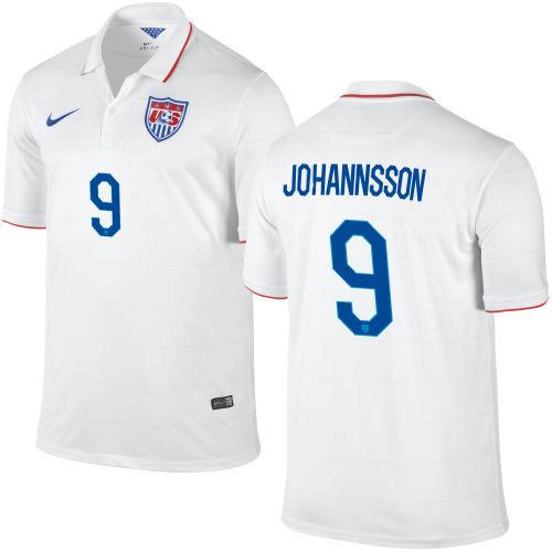 USA #9 Aron Johannsson White Home Soccer Country Jersey