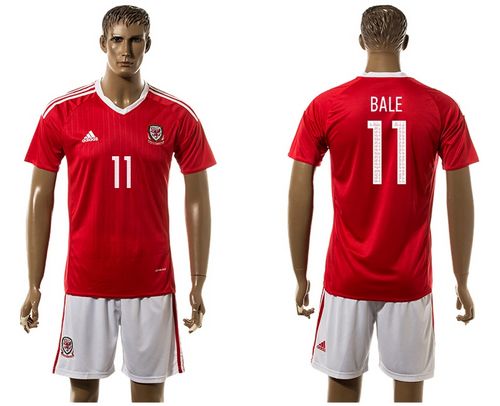 Wales #11 Bale Red Home Soccer Country Jersey