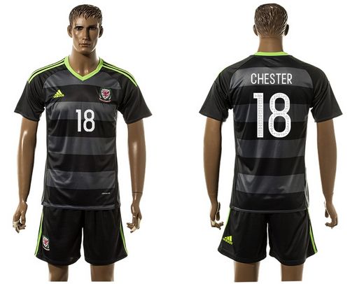 Wales #18 Chester Black Away Soccer Club Jersey