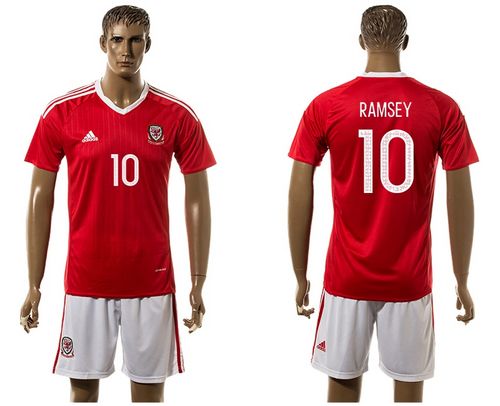 Wales #10 Ramsey Red Home Soccer Club Jersey