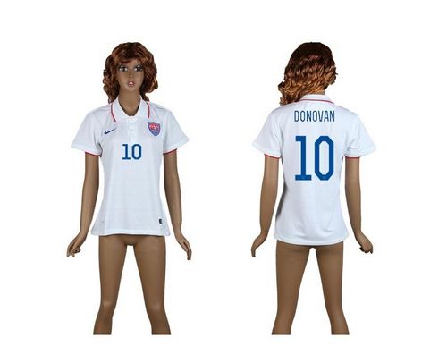 Women's USA #10 Donovan White Home Soccer Country Jersey