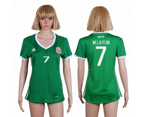 Women's Mexico #7 M.Layun Home Soccer Country Jersey