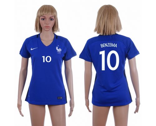 Women's France #10 Benzema Home Soccer Country Jersey