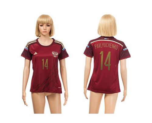 Women's Russia #14 Pavlyuchenko Red Home Soccer Country Jersey