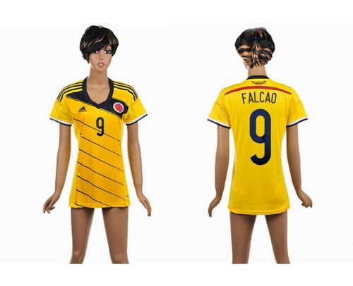 Women's Colombia #9 Falcao Home Soccer Country Jersey