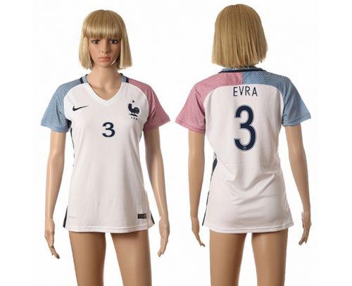 Women's France #3 Evra Away Soccer Country Jersey