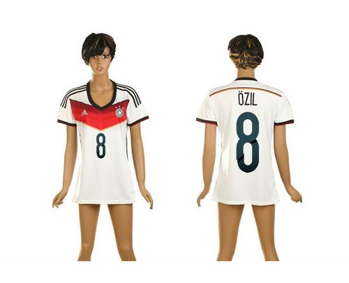 Women's Germany #8 Ozil Home Soccer Country Jersey
