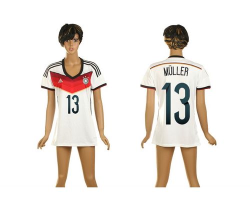 Women's Germany #13 Muller Home Soccer Country Jersey