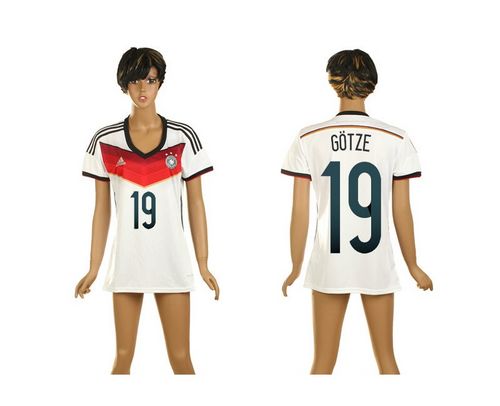 Women's Germany #19 Gotze Home Soccer Country Jersey