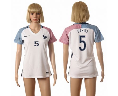 Women's France #5 Sakho Away Soccer Country Jersey
