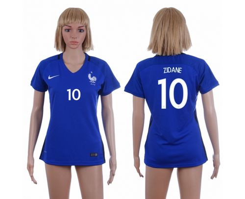 Women's France #10 Zidane Home Soccer Country Jersey