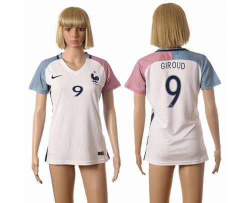 Women's France #9 Giroud Away Soccer Country Jersey