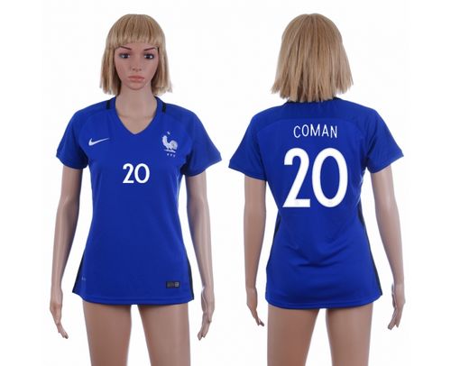 Women's France #20 Coman Home Soccer Country Jersey