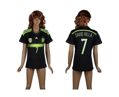 Women's Spain #7 David Villa Away Soccer Country Jersey