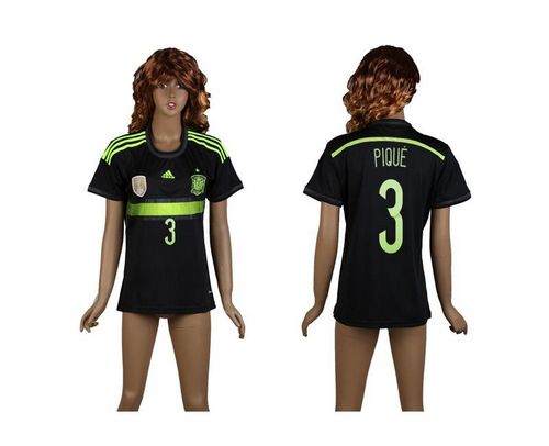 Women's Spain #3 Pique Away Soccer Country Jersey