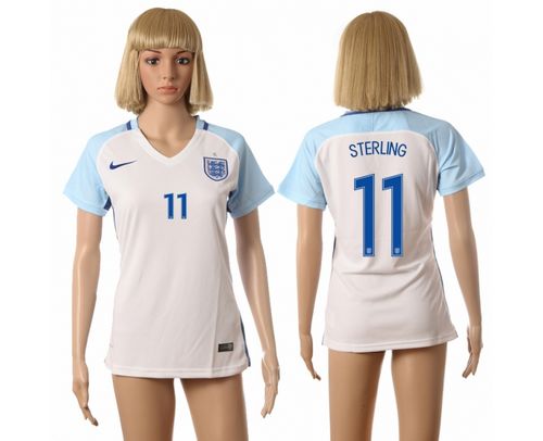 Women's England #11 Sterling Home Soccer Country Jersey