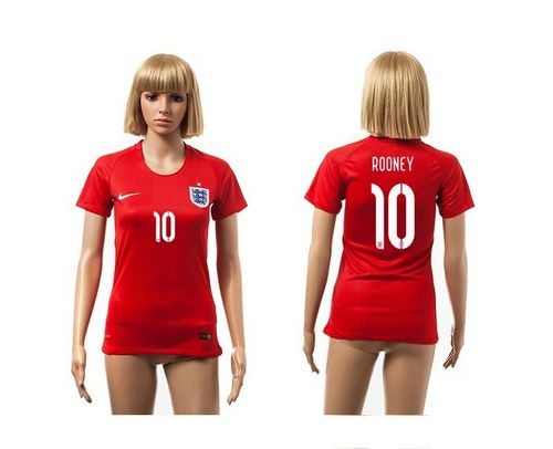 Women's England #10 Rooney Red Away Soccer Country Jersey