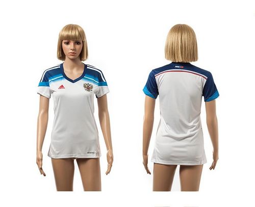 Women's Russia Blank White Away Soccer Country Jersey