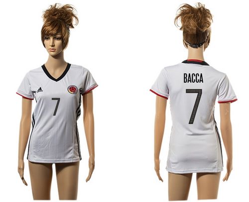 Women's Colombia #7 Bacca Away Soccer Country Jersey