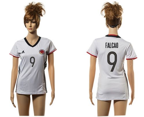 Women's Colombia #9 Falcao Away Soccer Country Jersey